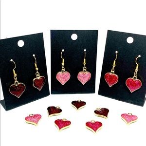 Glitter enamel heart earrings